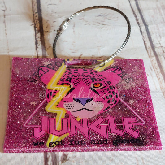 Pink Jungle Badge Reel/Luggage Tag