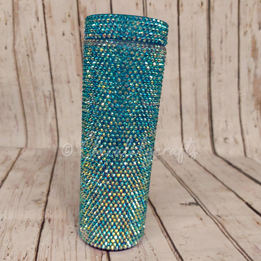 22 oz  Blue Gradient Rhinestone Acrylic Tumbler