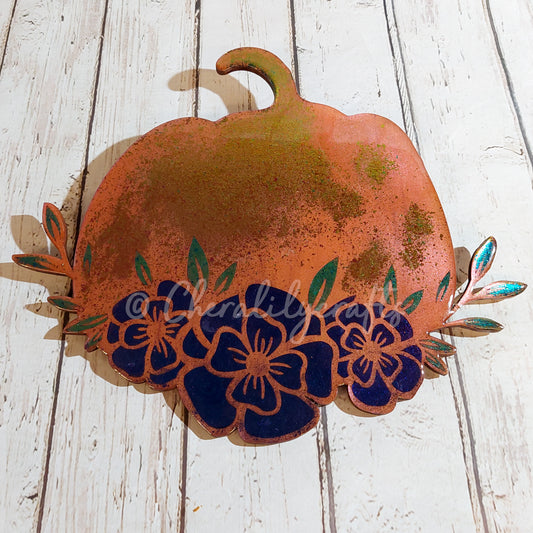 Floral Pumpkin Wood/Resin Decor