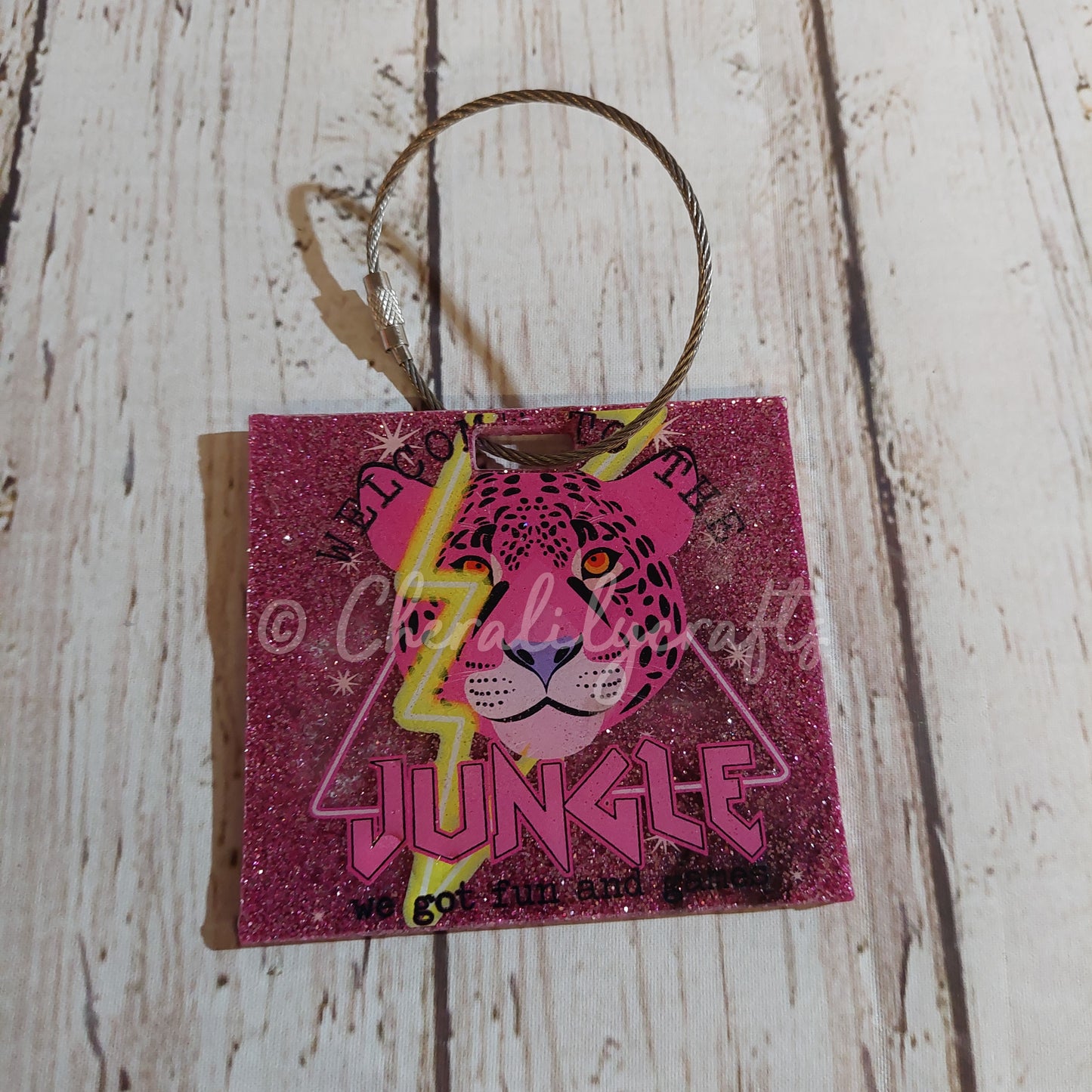 Pink Jungle Badge Reel/Luggage Tag