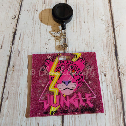 Pink Jungle Badge Reel/Luggage Tag