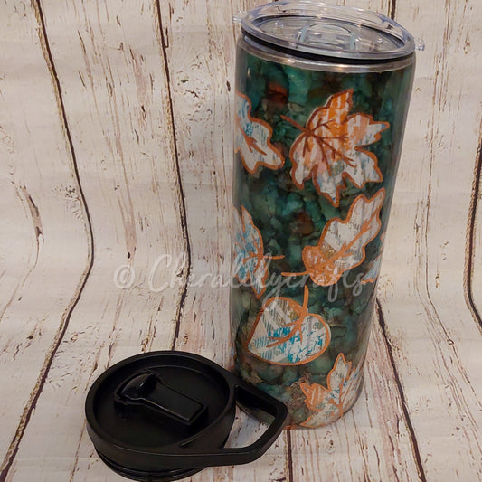 25 oz Duo Plaid Leaf Tumbler