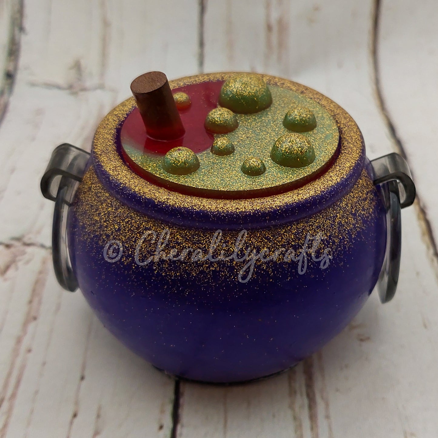 Purple Glitter Cauldron w/ 2 removable tops