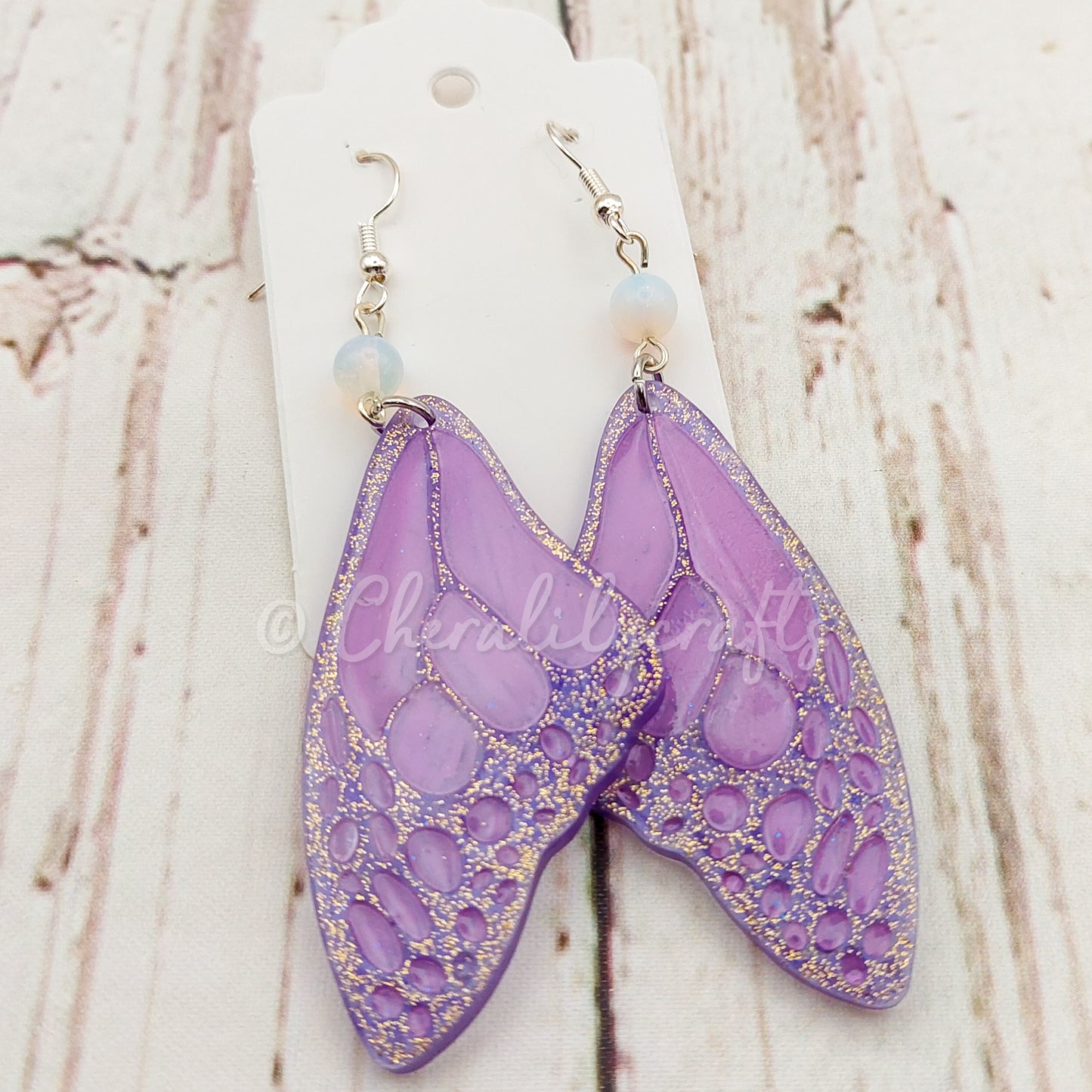 Purple Wing Dangle Earrings