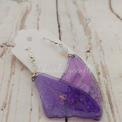 Purple Wing Dangle Earrings