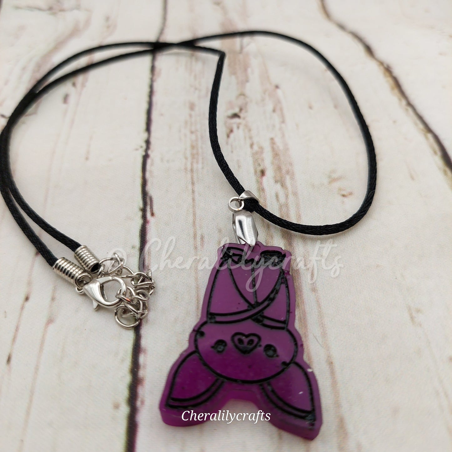 GLOWING Hanging Bat Epoxy Necklace