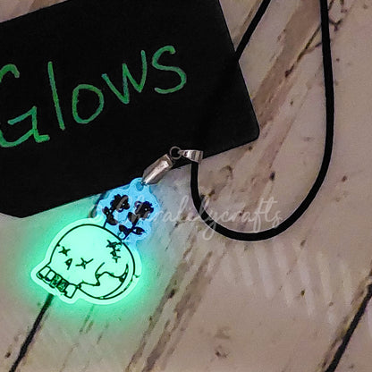 GLOWING Floral Skull Epoxy Necklace