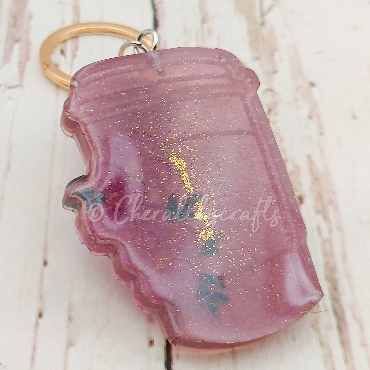 Floral Coffee Cup Keychain