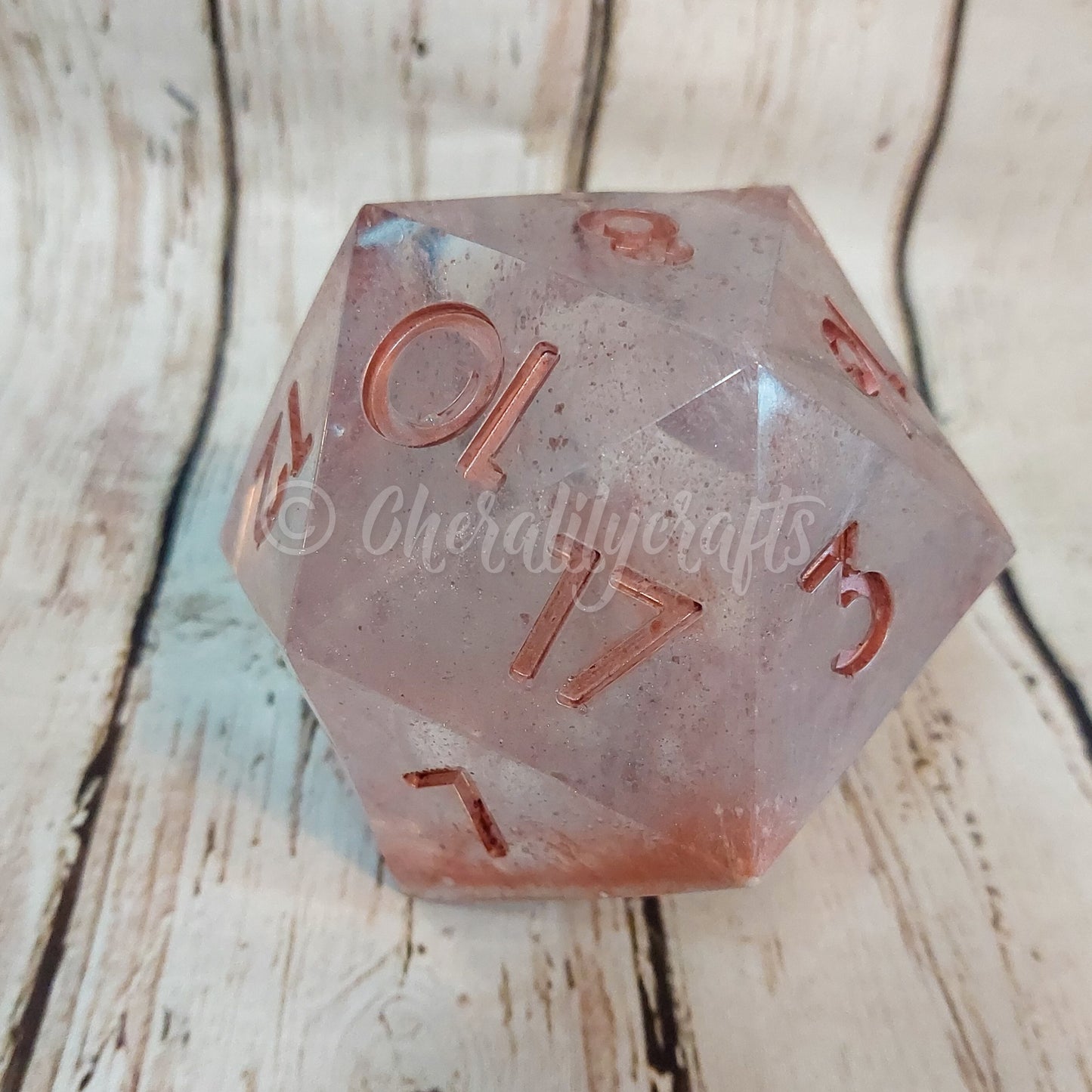 Large Rose Gold Drip D20 Dice