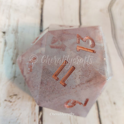 Large Rose Gold Drip D20 Dice