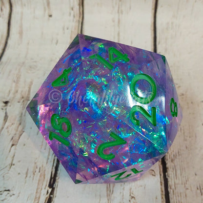 Large Holographic film filled D20 Dice