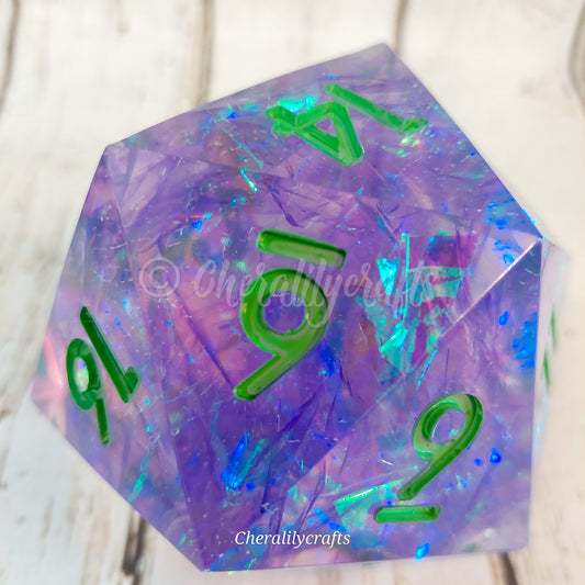 Large Holographic film filled D20 Dice