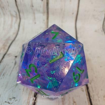 Large Holographic film filled D20 Dice