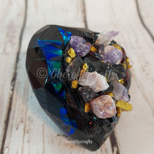 Resin Diamond Heart with crystal top