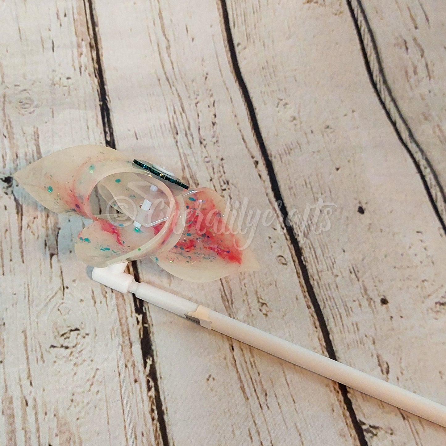 Pink/White/Teal Epoxy Pinwheel