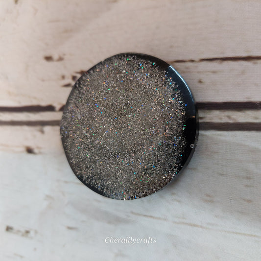 Glitter Round Faceted Magnet