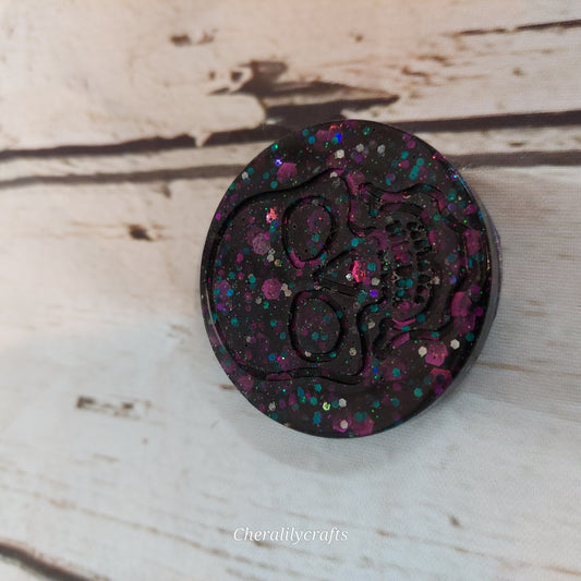 Glitter Skull Epoxy Magnet