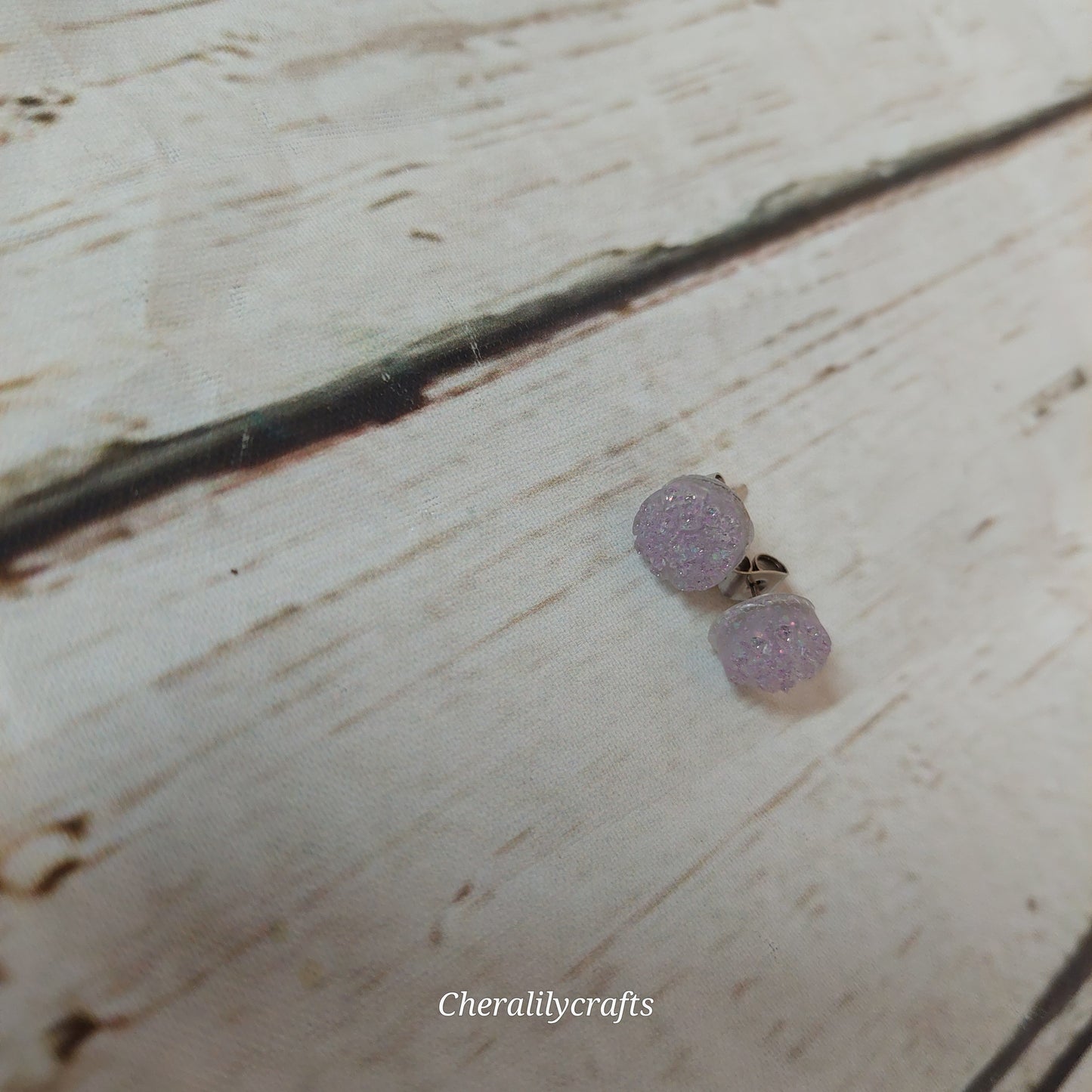 Light Purple Druzy Stud Earrings