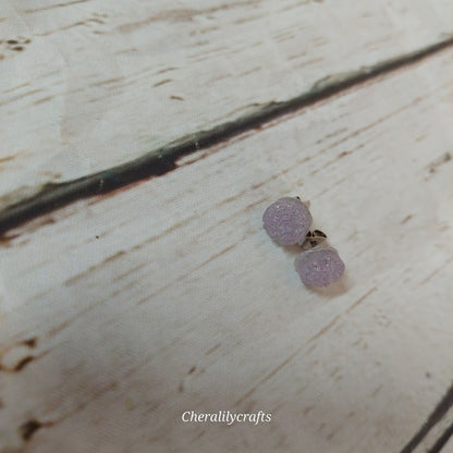 Light Purple Druzy Stud Earrings