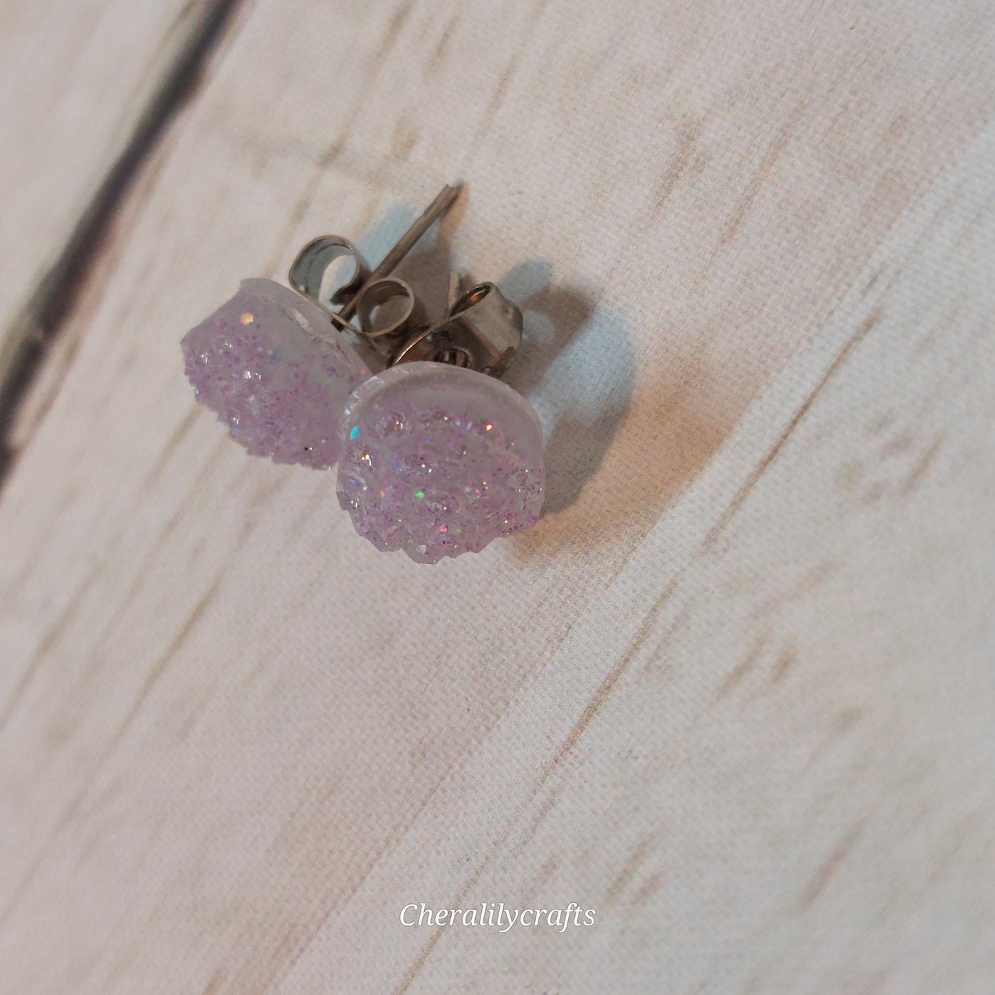 Light Purple Druzy Stud Earrings