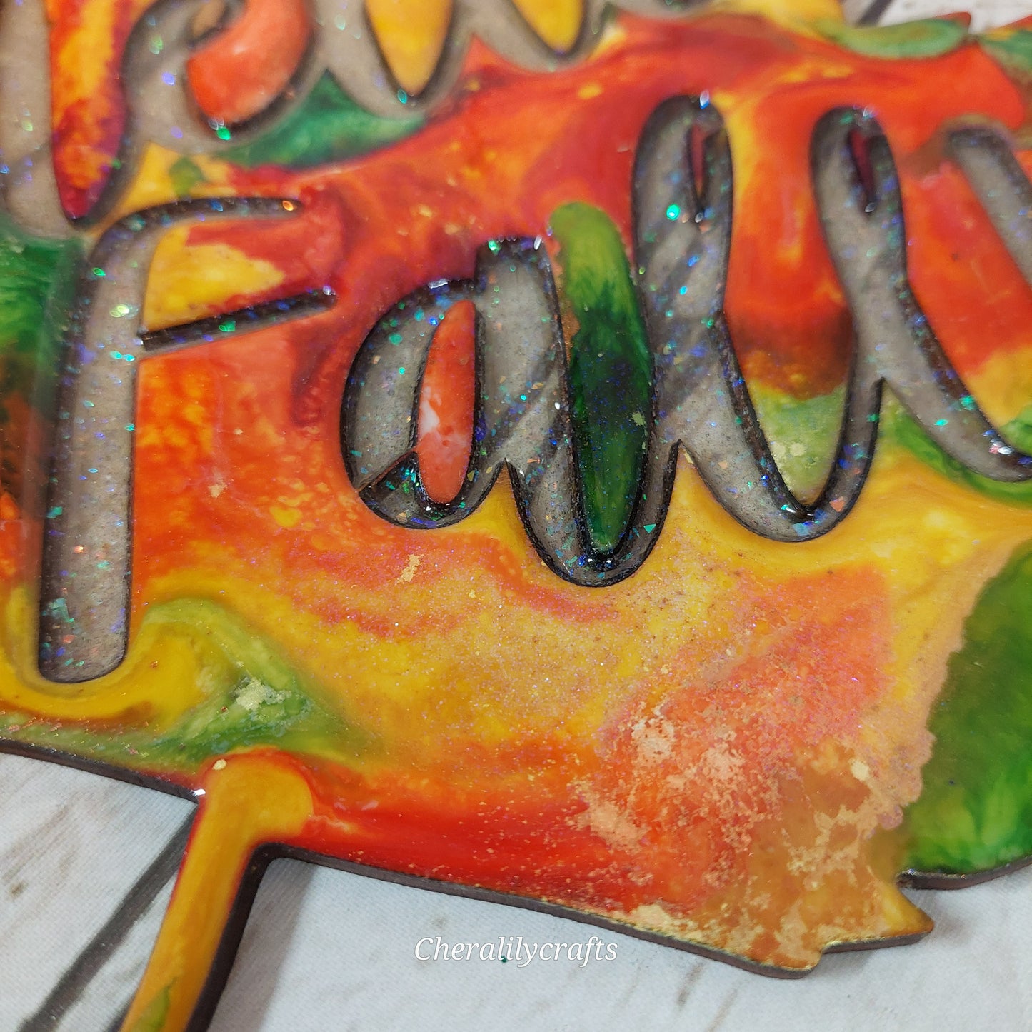 Hello Fall Wood/Resin Decor-Short Stem