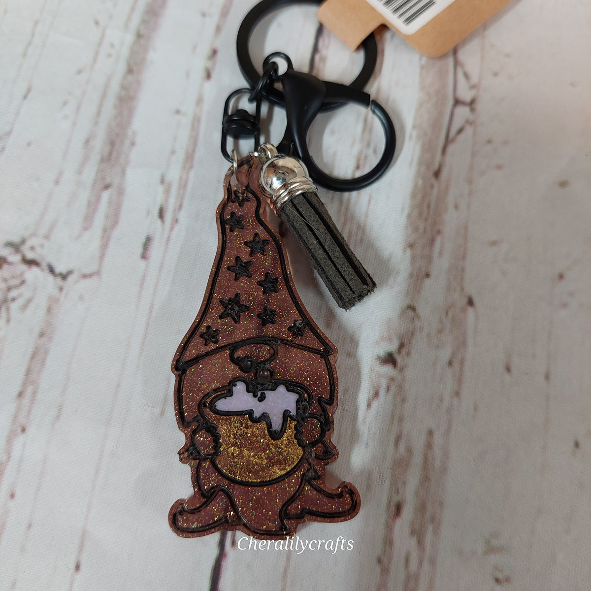 Halloween Gnome w/ Cauldron Keychain