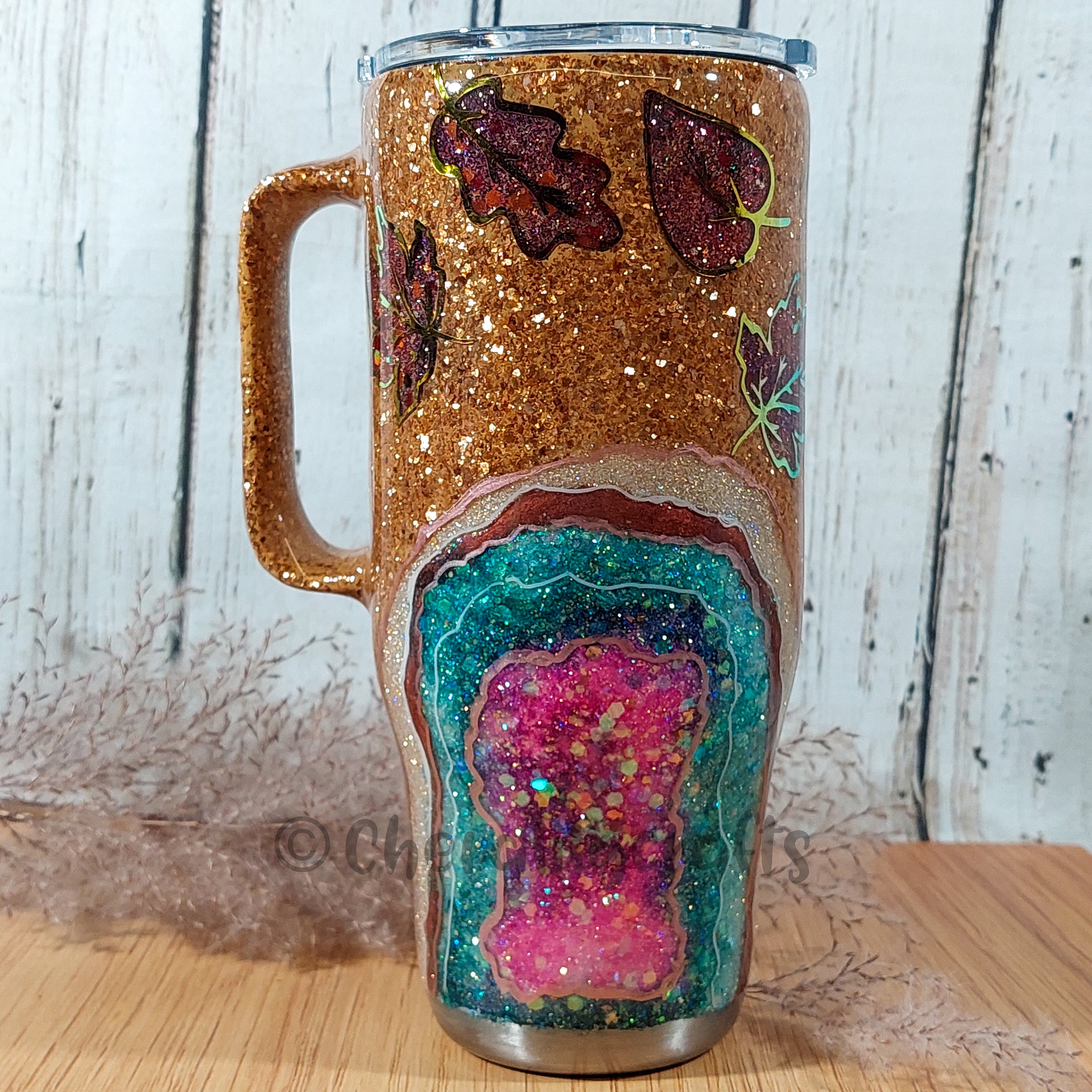 25 oz Handled Fall Geode Tumbler