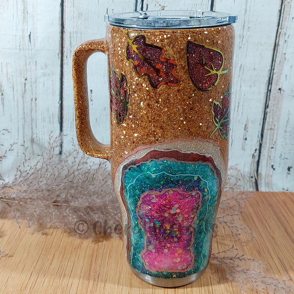 25 oz Handled Fall Geode Tumbler