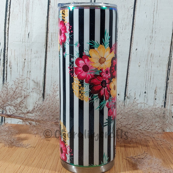 20 oz Skinny Yellow/Burgandy Stripped Tumbler