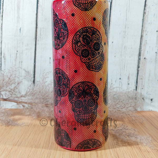 25 oz Glowing Skull Lace Tumbler