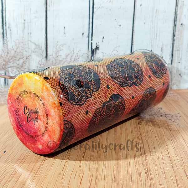 25 oz Glowing Skull Lace Tumbler
