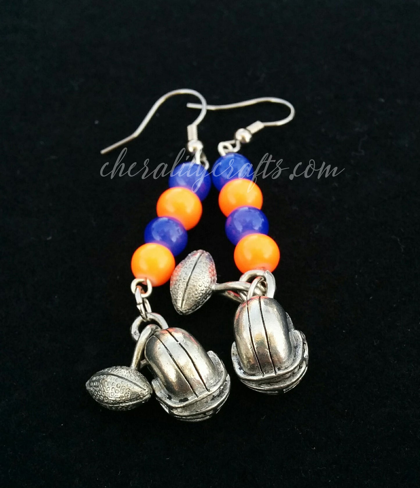 Blue & Orange Football Earrings